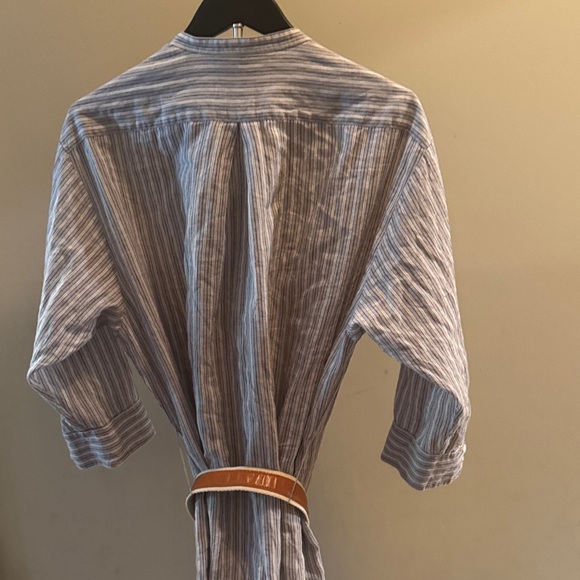 Elizabeth and James Striped Gray Dress with Tan Belt - Picture 5 of 9